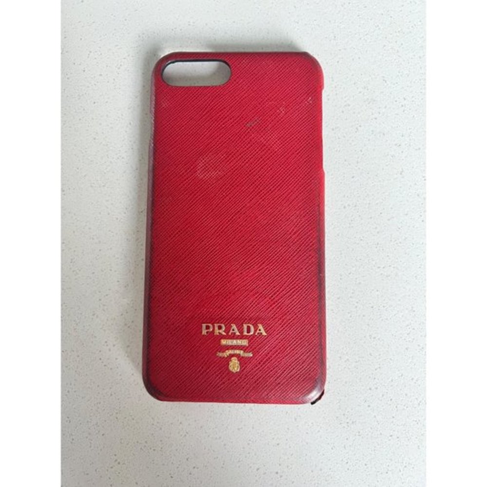 Authentic PRADA red Saffiano leather cover for iPhone 8 Plus